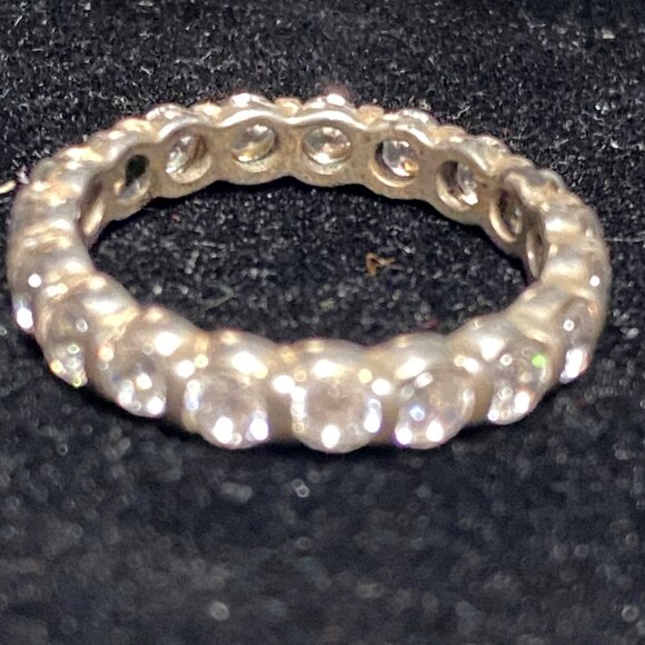 Ring CZ Cubic Zirconia Size 6 Faceted Vintage Jewelry Sterling Silver Stamped 92 - Picture 10 of 10